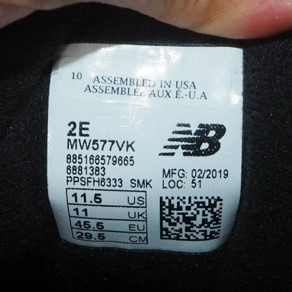 New Balance‎ 577v1 Hook & Loop Walking Shoes Black MW577VK Men's 11.5 (2E)